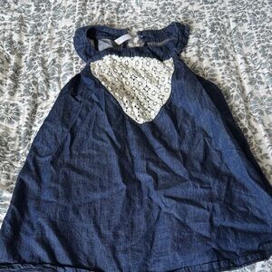 Denim Blue Blouse with Lace Detail